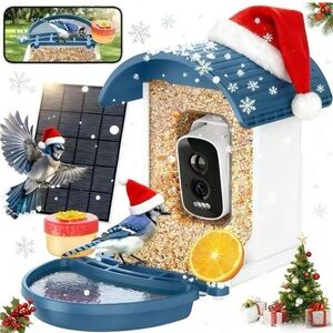 Holiday Bird Feeder with Camera - Blue Smart Bird feeder